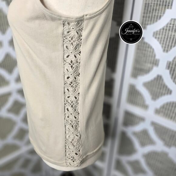 Bandolino NWT Flax (Tan) Scoop Neck Crochet Sides Tank Top Size Medium - Picture 5 of 9